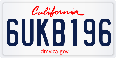 CA license plate 6UKB196
