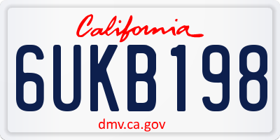 CA license plate 6UKB198