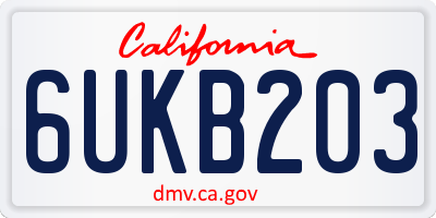 CA license plate 6UKB203
