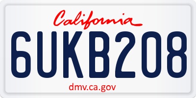 CA license plate 6UKB208