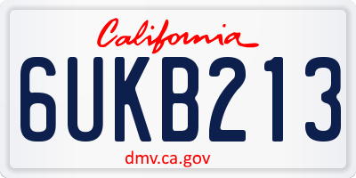 CA license plate 6UKB213