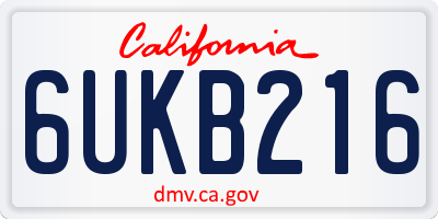 CA license plate 6UKB216