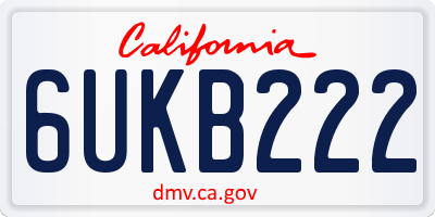 CA license plate 6UKB222