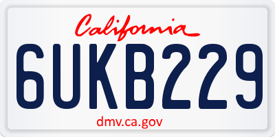 CA license plate 6UKB229