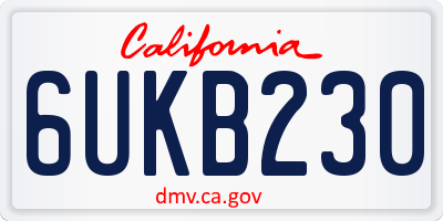 CA license plate 6UKB230