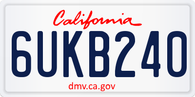 CA license plate 6UKB240