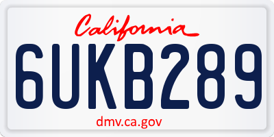 CA license plate 6UKB289