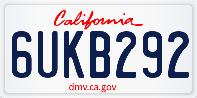 CA license plate 6UKB292