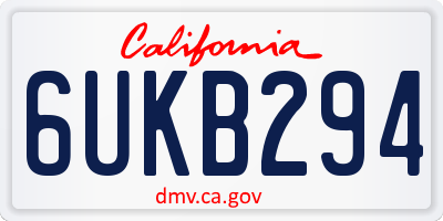 CA license plate 6UKB294