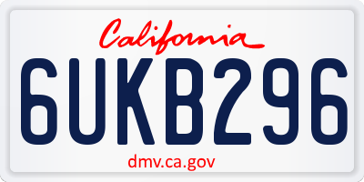 CA license plate 6UKB296