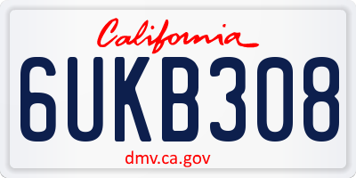CA license plate 6UKB308