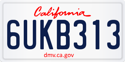 CA license plate 6UKB313