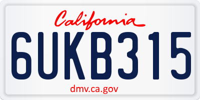 CA license plate 6UKB315