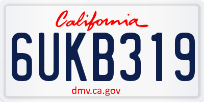 CA license plate 6UKB319