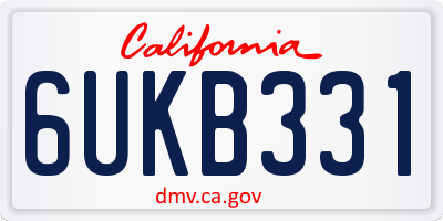 CA license plate 6UKB331