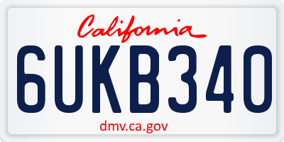 CA license plate 6UKB340