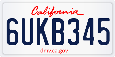 CA license plate 6UKB345
