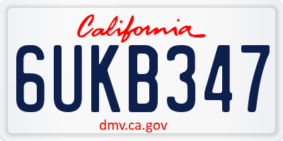 CA license plate 6UKB347