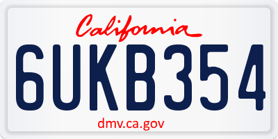 CA license plate 6UKB354