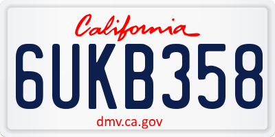 CA license plate 6UKB358