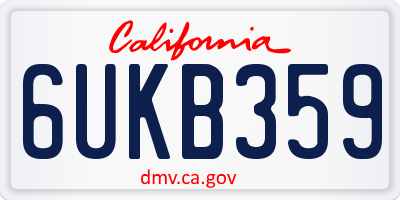 CA license plate 6UKB359