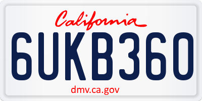 CA license plate 6UKB360