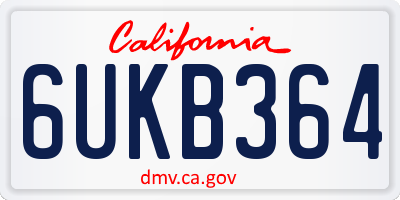 CA license plate 6UKB364