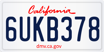 CA license plate 6UKB378