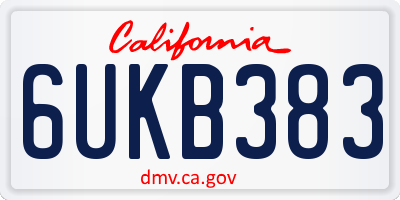 CA license plate 6UKB383