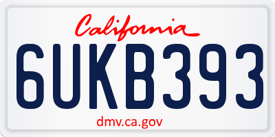 CA license plate 6UKB393