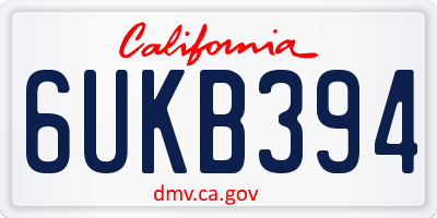 CA license plate 6UKB394