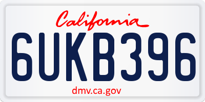 CA license plate 6UKB396