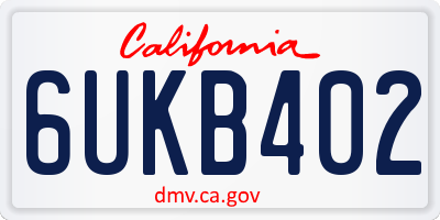 CA license plate 6UKB402