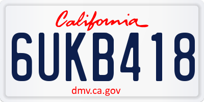 CA license plate 6UKB418