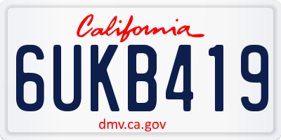 CA license plate 6UKB419