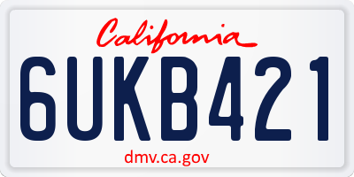 CA license plate 6UKB421