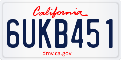CA license plate 6UKB451
