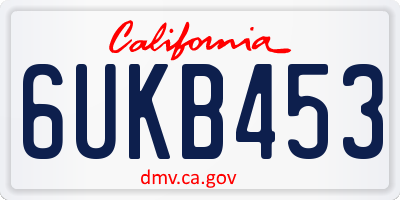 CA license plate 6UKB453