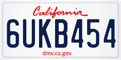 CA license plate 6UKB454