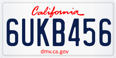 CA license plate 6UKB456