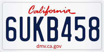 CA license plate 6UKB458