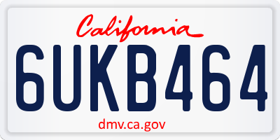 CA license plate 6UKB464