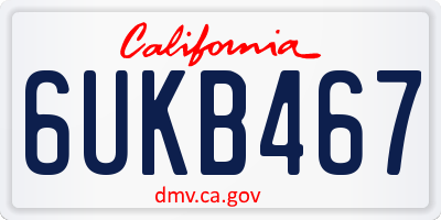 CA license plate 6UKB467