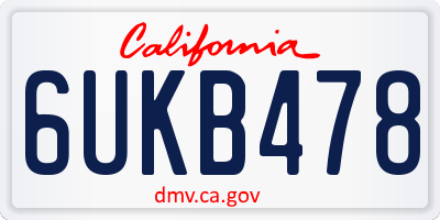 CA license plate 6UKB478