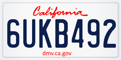 CA license plate 6UKB492