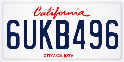 CA license plate 6UKB496