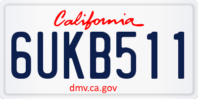 CA license plate 6UKB511