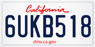 CA license plate 6UKB518