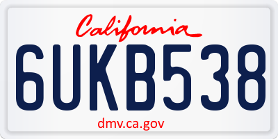 CA license plate 6UKB538