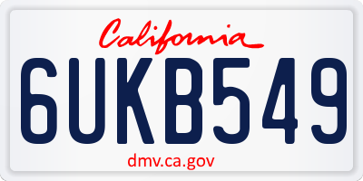 CA license plate 6UKB549